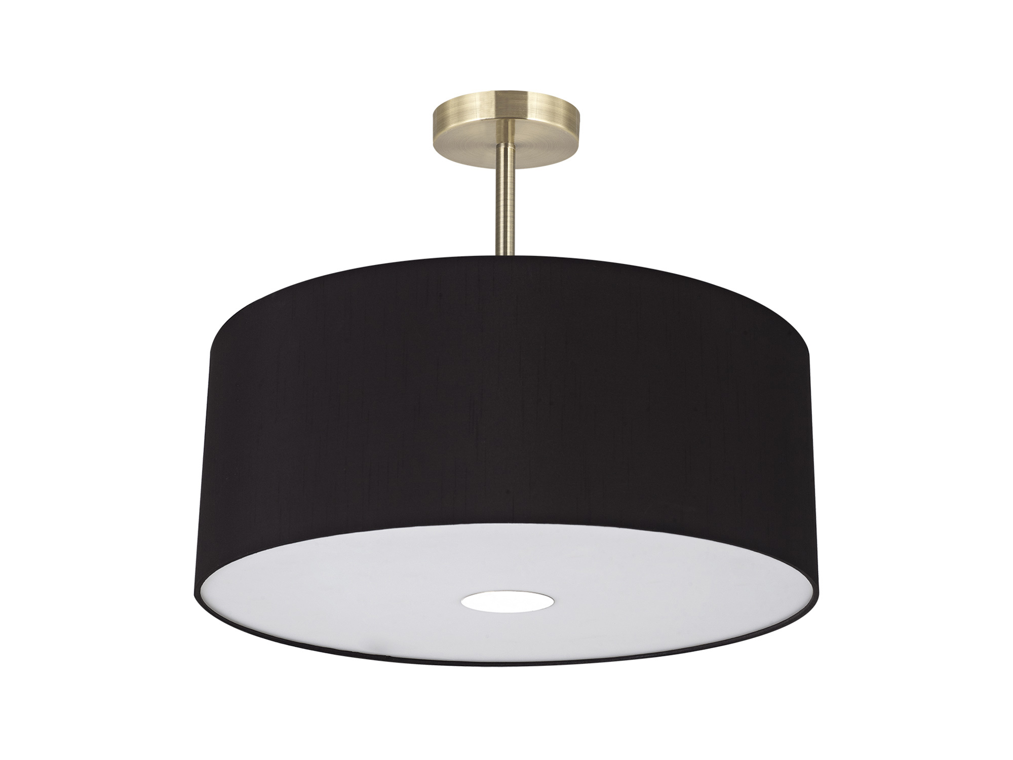 Baymont 50cm Semi Flush 3 Light Antique Brass, Black, Frosted Diffuser DK0387  Deco Baymont AB BL